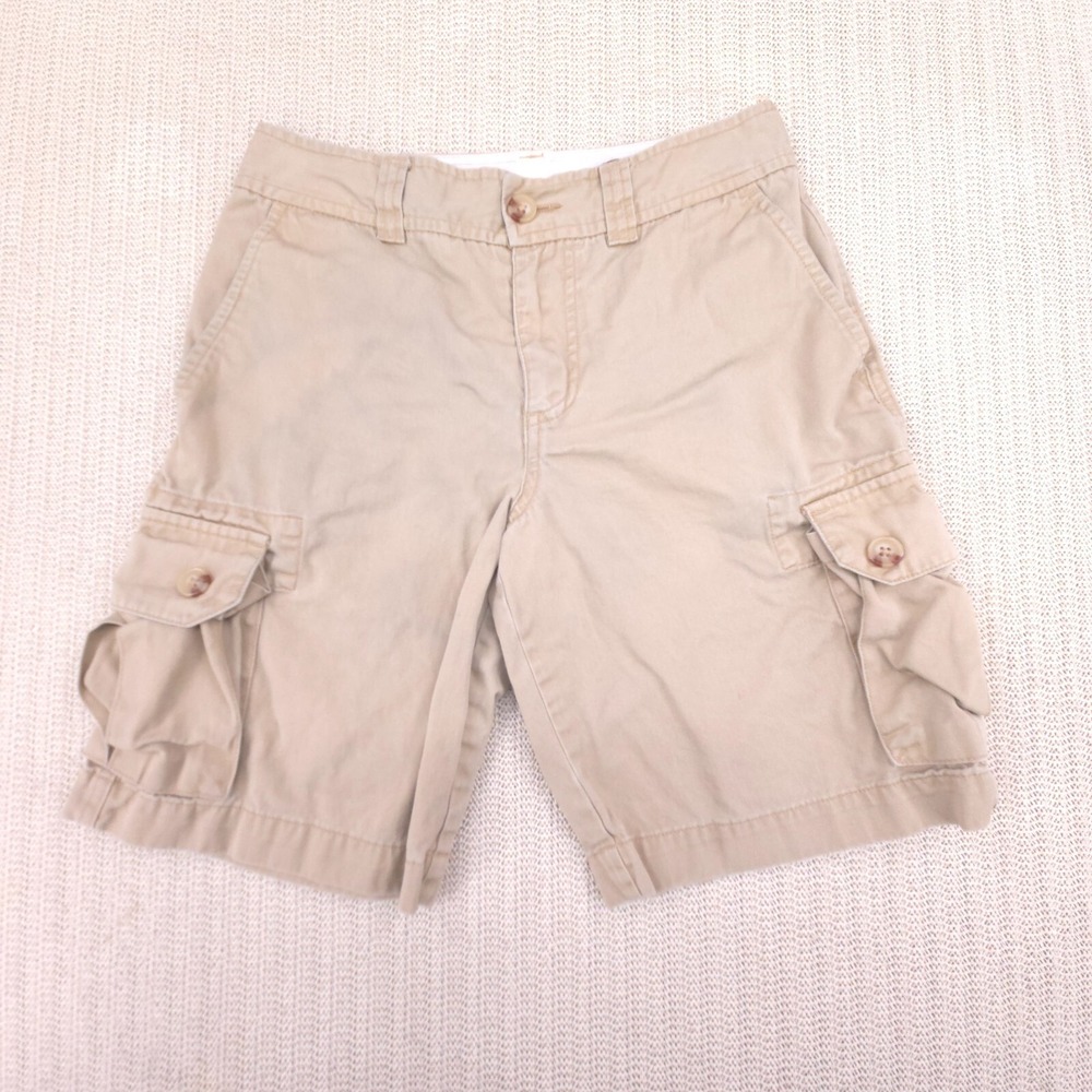 Polo Ralph Lauren Cargo Shorts Boys 12 Beige Khaki Flat Front Flap Pockets